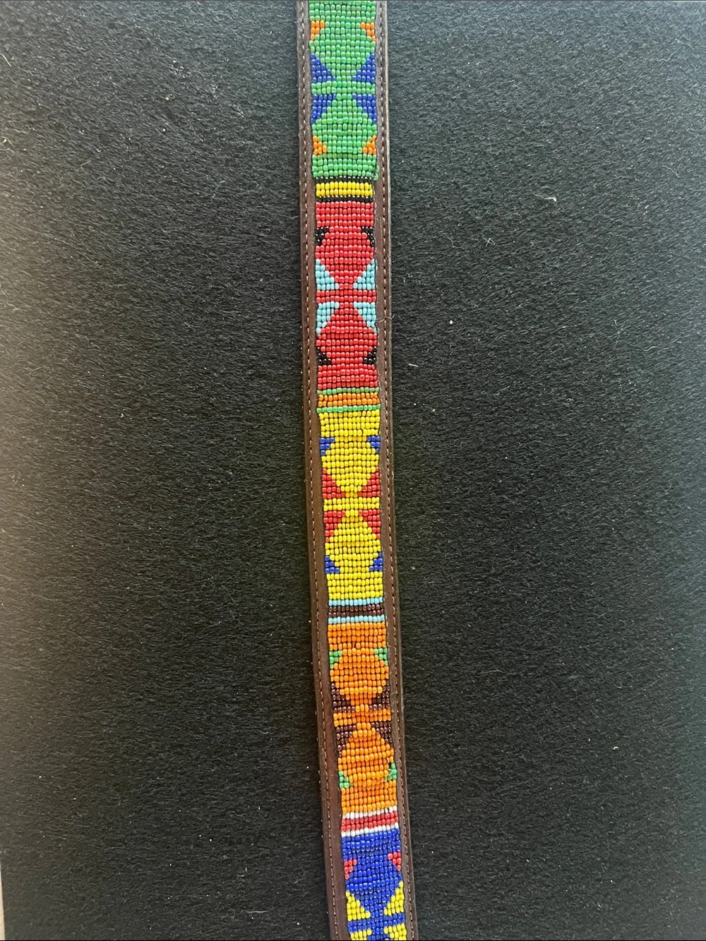 Brighton Brown Leather Belt with Multicolor Beading
